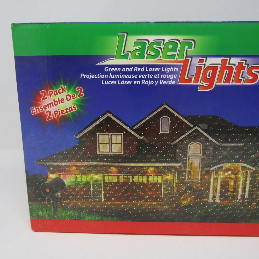 Laser Lights Green Red Outdoor Christmas Holiday Projector Decor Static 2-Pack